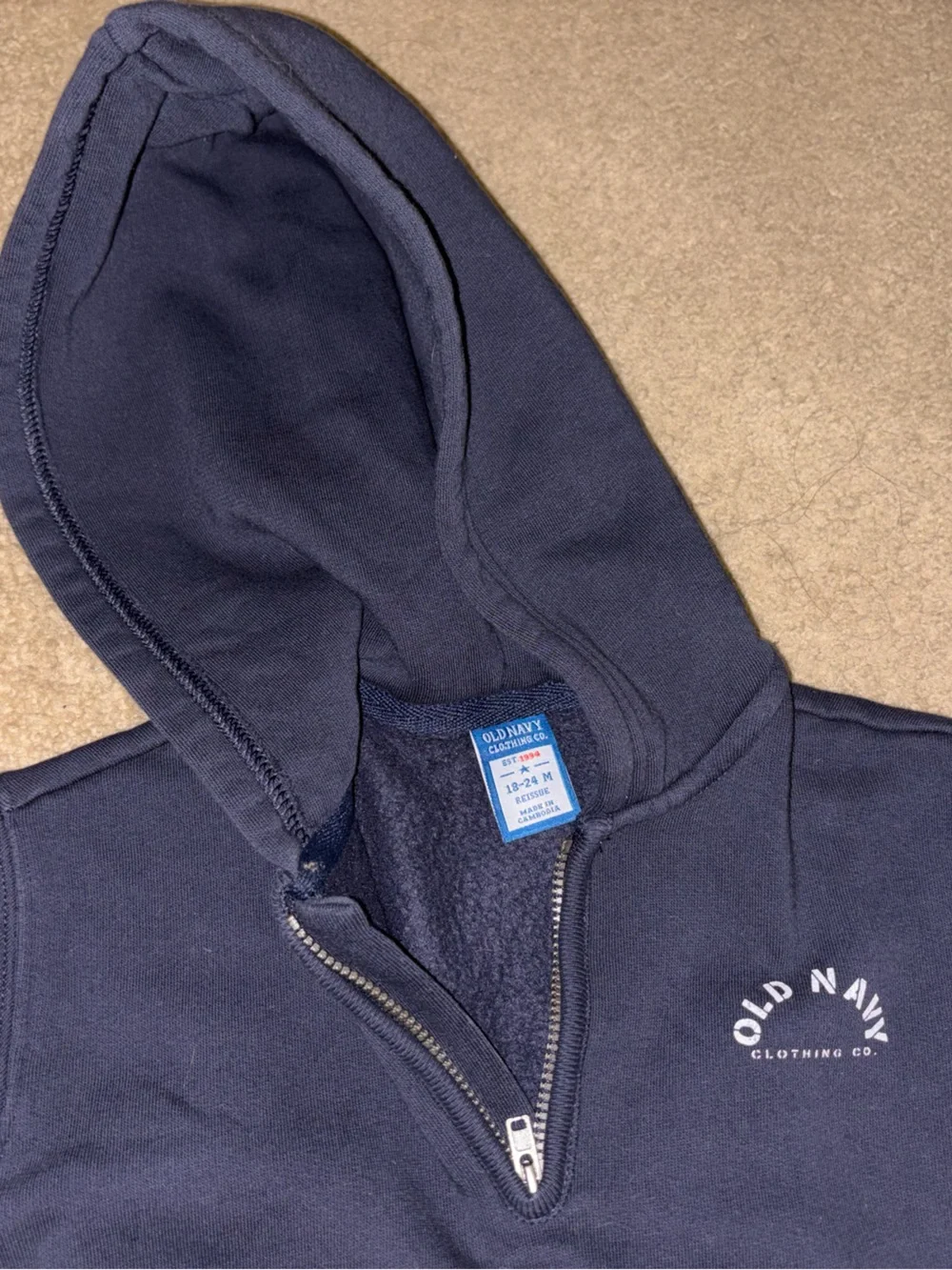 Old Navy Navy Hooded Pullover Sweatshirt for Kids